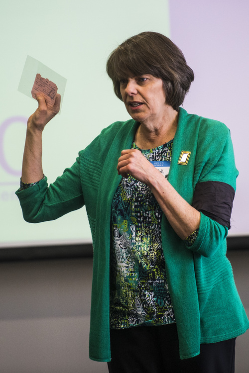 Chris Detrick  |  The Salt Lake Tribune
Mary Beth Tinker speaks during the Society of Professional Journalists Region 9 conference at the BYU Salt Lake City Center Saturday March 29, 2014. At age 13 in 1965, Tinker and some fellow students took their free expression case all the way to the U.S. Supreme Court after they were prevented from wearing black armbands to school to remember soldiers who died in Vietnam. They won, and the Tinker decision is now the case against which all other student First Amendment cases are judged.