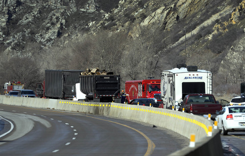 Rick Egan  |  The Salt Lake Tribune

Accident on I-84 closed traffic to West bound vehicles, Friday, March 28, 2014