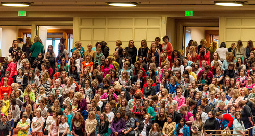 Trent Nelson  |  The Salt Lake Tribune
Women fill the Conference Center for the LDS General Women's Meeting in Salt Lake City, Saturday March 29, 2014. For the first time ever for Young Women and Relief Society and Primary will meet altogether, with every LDS female 8 and up invited.