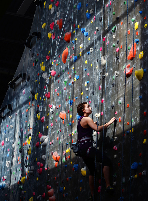 Steve Griffin  |  The Salt Lake Tribune


Hannah Dailami climbs into a section of wall that is lit by the sun at Momentum indoor climbing gym in Sandy, Utah Wednesday, April 2, 2014.