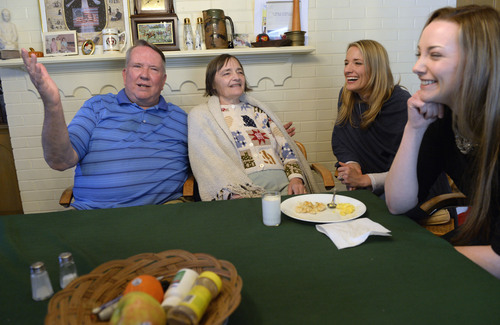 Al Hartmann  |  The Salt Lake Tribune
Merrill Cook, former congressman and perennial candidate, is now a full-time caregiver for his wife, Camille, who suffers from Alzheimer's disease.  The couple share a family story with daughters Alison and Michelle.