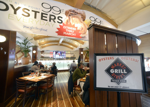 Al Hartmann  |  The Salt Lake Tribune 
Monday was the last day of business for the Market Street Broiler near the University of Utah, which had just opened an Oyster Bar upstairs in February.