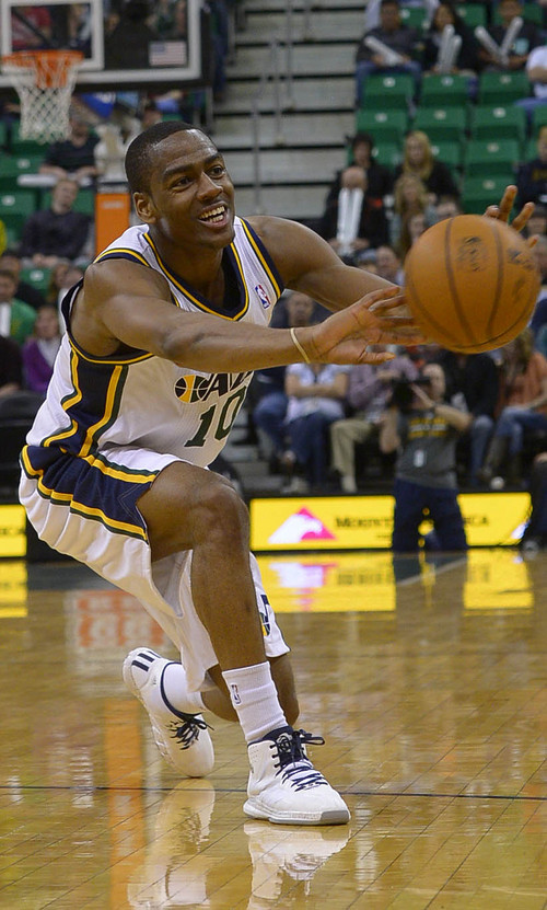 Leah Hogsten  |  The Salt Lake Tribune
Utah Jazz guard Alec Burks (10) had 21 points for the night. The Utah Jazz defeated the New Orleans Pelicans 100-96 during their game Friday, April 4, 2014 at Energy Solutions Arena.