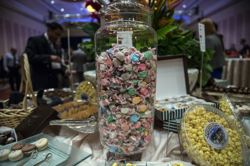 Chris Detrick  |  The Salt Lake Tribune
Assorted salt water taffy from Taffy Town is served during a reception as a part of the Governor's Economic Development Conference at the Grand America Hotel Friday April 4, 2014.