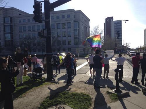 Jim Dalrymple II | Salt Lake Tribune 

Supporters of same sex marriage in Utah rallied April 10 in downtown Salt Lake City.