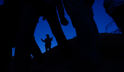 Franciso Kjolseth  |  The Salt Lake Tribune
Dark ranger Kevin Poe maintains a captive audience as he leads a group on a full moon hike into Bryce Canyon before the moon was eclipsed by the Earth's Shadow early Tuesday morning. Bryce Canyon, famed for its dark skies is a great place to marvel at the stars and this week's blood moon.