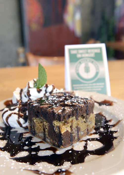 Al Hartmann  |  The Salt Lake Tribune
Squatters' Black and Tan brownie. Through April Squatters and and Wasatch Brew Pubs will be donating all the proceeds from this popular dessert to Utahns Against Hunger.