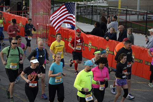 Scott Sommerdorf   |  The Salt Lake Tribune
The start of the Salt Lake City Marathon, Saturday, April 19, 2014.