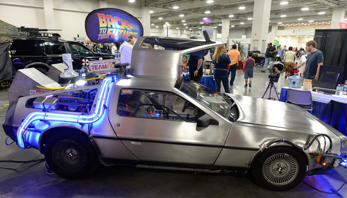 Franciso Kjolseth  |  The Salt Lake Tribune
The famed Delorean makes a stop at the  Salt Palace Convention Center for day two of Salt Lake Comic Con's FanX.