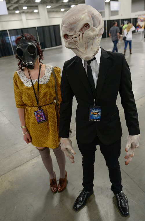 Franciso Kjolseth  |  The Salt Lake Tribune
Dani Nelson as "the empty child," and Shawn Hudson as "the Silence," from the show Dr. Who join thousands of fans at the Salt Palace Convention Center for day two of Salt Lake Comic Con's FanX.