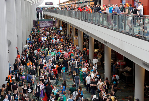 Trent Nelson  |   Tribune file photo
Large crowds fill the Salt Palace Convention Center at Salt Lake Comic Con in September 2013. Comic Con 2, also called FanX, takes place through Saturday at the convention center.