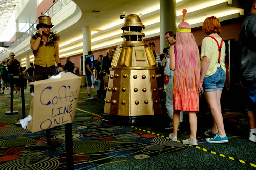 Trent Nelson  |  The Salt Lake Tribune
Izzy Neubecker, as a Dalek, walks past the coffee line at Salt Lake Comic Con in Salt Lake City Saturday, September 7, 2013.