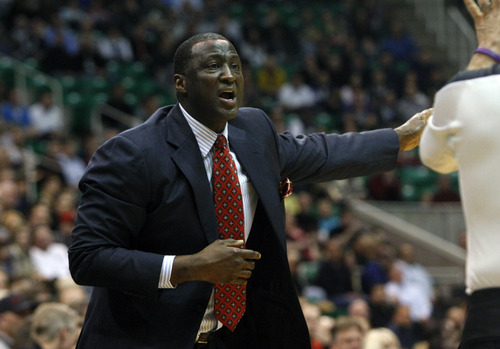 Chris Detrick  |  The Salt Lake Tribune
Utah Jazz head coach Tyrone Corbin during the first half of the game at EnergySolutions Arena Tuesday February 19, 2013. The Jazz are winning the game 58-53.