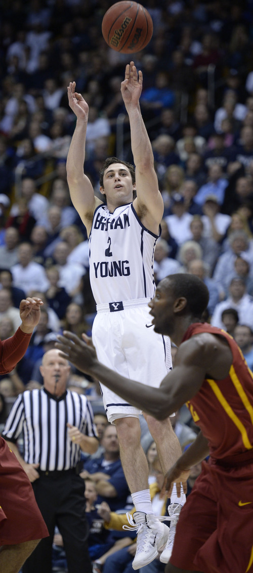 Steve Griffin  |  The Salt Lake Tribune


BYU's Matt Carlino fires a three during first half action in the BYU versus Iowa State men's basketball game at the Marriott Center in Provo, Utah Thursday, November 21, 2013.