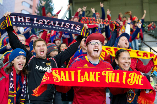 Trent Nelson  |  The Salt Lake Tribune
Real Salt Lake fans await the entrance of their team as RSL faces the Portland Timbers, MLS soccer on Sunday in Portland.