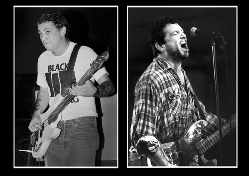 Rick Egan  |  Tribune file photo

Two images of Mike Watt. On the left he performs with Minutemen at the Utah State Fairgrounds Coliseum in 1985. On the right he is seen in Mike Watt with fIREHOSE at Speedway Cafe, October 27, 1989.