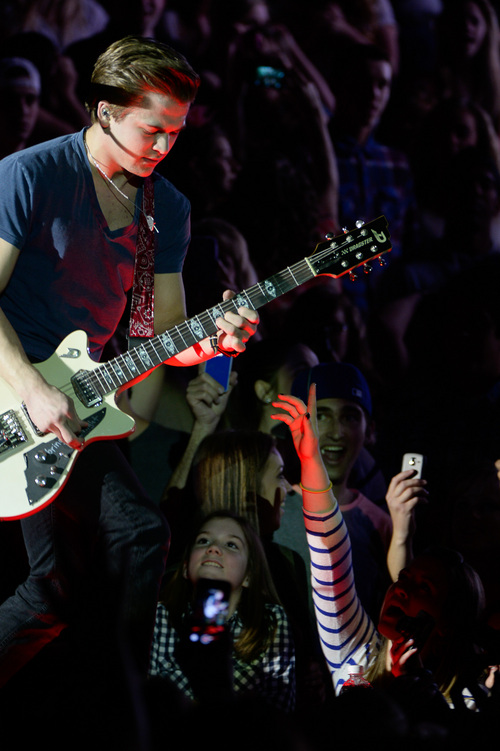 Franciso Kjolseth  |  The Salt Lake Tribune
Country star Hunter Hayes plays to a sold out crowd as he brings his "We're Not Invisible Tour" to the UCCU Center at Utah Valley University in Orem, Utah on April 24, 2014.