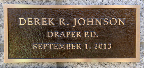 Leah Hogsten  |  The Salt Lake Tribune
Draper Police Sgt. Derek Johnson and Utah County Sheriff's Sgt. Cory Wride's names  were added to the Utah Fallen Officer Memorial in a ceremony, Thursday, May 1, 2014 on the State Capitol grounds.