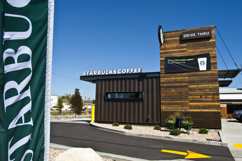 Chris Detrick  |  The Salt Lake Tribune
Starbucks drive-through made from recycled shipping containers at 3300 South West Temple in Salt Lake City. Starbucks' "secret menu" keeps customers happy and helps rope in the next generation of coffee drinkers.