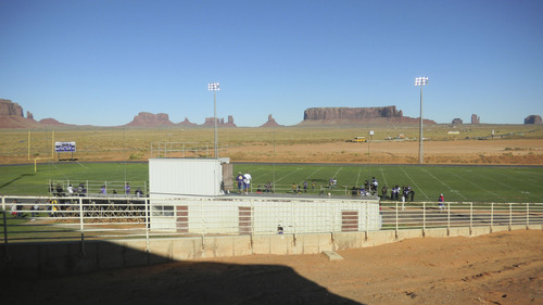 Tom Wharton | The Salt Lake Tribune
Monument Valley's football field located just north of the
Arizona border, is Utah's most scenic place to watch a football game.