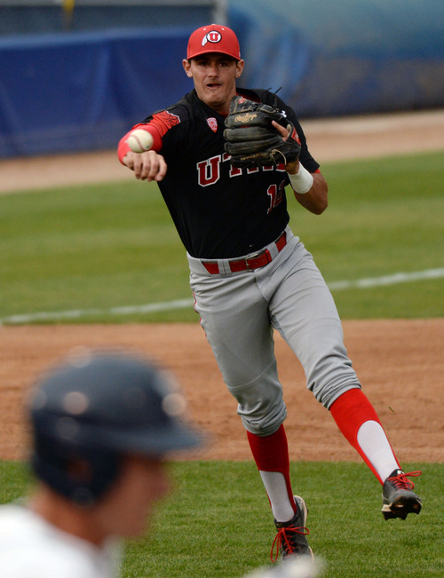 Steve Griffin  |  The Salt Lake Tribune


Utah third baseman Biss Larsen fires to first during baseball game against BYU at Miller Park on the campus of BYU in Provo, Utah Tuesday, May 6, 2014.