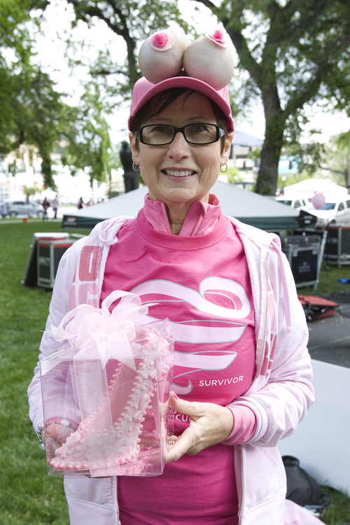 Melissa Majchrzak  |  Special to the Tribune
Gail Winterfeld, breast cancer survivor of four years, raised the most money this year with $10,000 at the 18th Annual Susan G. Komen Race for the Cure at Library Square.