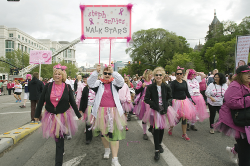 Melissa Majchrzak  |  Special to the Tribune
The "Steph Annies Walk Stars" group walks at the Susan G. Komen 18th Annual Race for the Cure at Library Square.