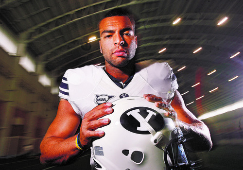 Scott Sommerdorf   |  The Salt Lake Tribune
BYU LB Kyle Van Noy at media day at their indoor facility in Provo, Thursday, August 8, 2013.