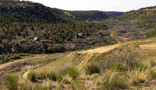 Leah Hogsten  |  The Salt Lake Tribune
Recapture Canyon, looking south from Recapture Dam, Saturday, April 26, 2014. Recapture Canyon, near Blanding is rich in archaeological sites, and has been a sore spot in the long-running debate about motorized access to southeastern Utah's public lands. The BLM closed it to motorized use in 2007, and two Blanding men were sentenced in 2011 to pay $35,000 in fines for constructing illegal trails there. For the last seven years, the BLM has been reviewing San Juan County's proposal to establish an ATV trail there.