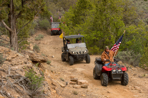 Trent Nelson  |  The Salt Lake Tribune
ATVs make their way through Recapture Canyon, which has been closed to motorized use since 2007, after a call-to-action by San Juan County Commissioner Phil Lyman on Saturday, May 10, 2014, north of Blanding.