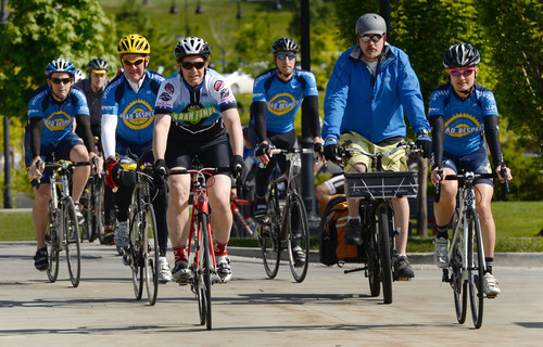 Steve Griffin  |  The Salt Lake Tribune


Cyclists ride onto Capitol Hill as they join state officials to kick off the 4th annual 2014 Road Respect Tour. The tour is designed to encourage safe cycling and to promote positive interactions between bicyclists and drivers. The event is sponsored by Bike Utah, the Utah Department of Transportation, the Department of Public Safety, Utah Highway Patrol and Zero Fatalities. The event was held  on the steps of the Capitol in Salt Lake City, Monday, May 12, 2014.