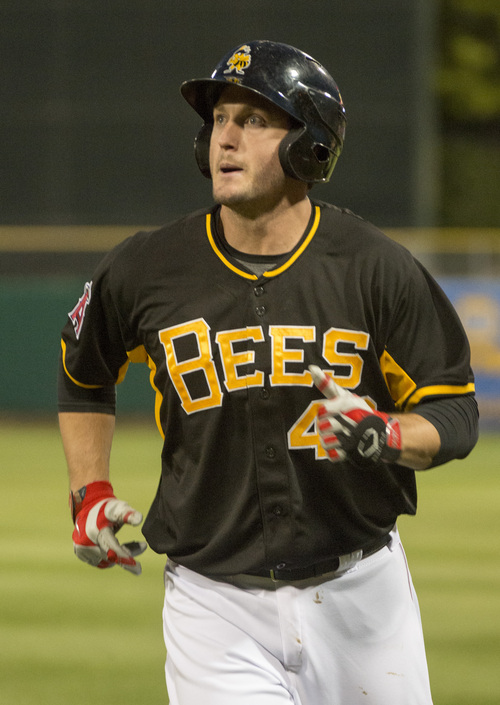 Rick Egan  |  The Salt Lake Tribune

David Freese plays for the Salt Lake Bees, in PCL action at Smith's Ballpark, Monday, May 19, 2014