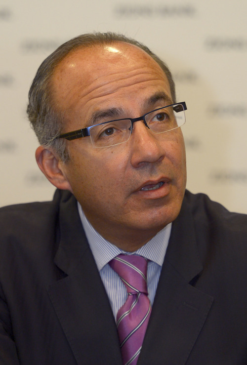 Leah Hogsten  |  The Salt Lake Tribune
Former Mexico President Felipe Calderon, spoke about the Mexico's role in the global economy at Zions Bank's 13th annual Trade and Business Conference at the Salt Lake Marriott at City Creek, Tuesday, May 20, 2014.