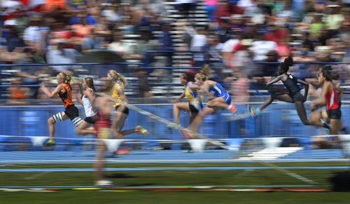 Scott Sommerdorf   |  The Salt Lake Tribune
Ogden's Lindsay Yetter wins the 4A Girl's 100 hurdles in 15.27 at the Utah state High School track and field meet at the Clarence F. Robison Track & Field Complex, Saturday, May 17, 2014.