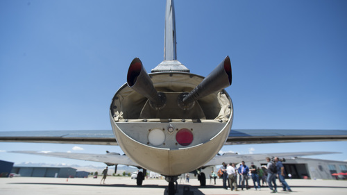 Rick Egan  |  The Salt Lake Tribune

The tail guns at the rear of the "Memphis  Belle," a restored WWII B-17 "flying fortress" bomber as shown on Monday, May 26, 2014. The B-17, restored by the Liberty Foundation, will be available for public flights from May 31 to June 1.