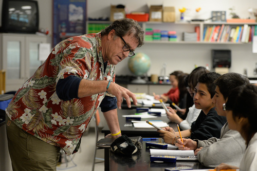 Francisco Kjolseth  |  The Salt Lake Tribune
Roger Haglund, a math teacher at Northwest Middle School, is one of the Teacher Innovators being honored in a KUED documentary. Roger uses handheld computers (T1 Nspire calculators), flip cameras, iPods, Smartboard technology and student response systems (clickers) to engage the seventh and eighth graders at the school Salt Lake City.