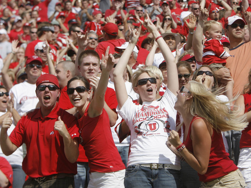 Rick Egan  |  Tribune file photo

Utah fans celebrate early on as the Utes take an early lead against UCLA in 2007.