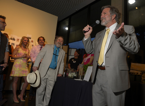Scott Sommerdorf  |  The Salt Lake Tribune

Pat Bagley talks to the crowd during a reception "An Evening With Pulitzer Finalist, Pat Bagley" at the Leonardo, celebrating 35 years of political cartoons, Saturday, May 31, 2014