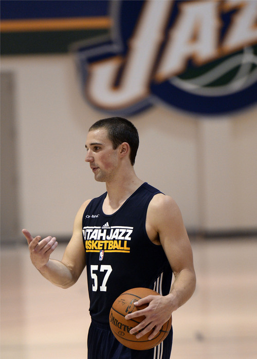 Al Hartmann  |  The Salt Lake Tribune
Jazz hopeful Aaron Craft, Ohio State guard cools down after working out at the Jazz practice facility in Salt Lake City Monday June 2.