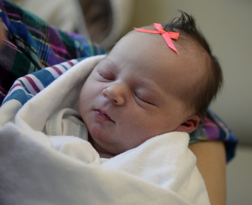 Al Hartmann  |  The Salt Lake Tribune
Isabella Jo Gonzales, born at the the Women's Pavilion at St. Mark's Hospital in Salt Lake City,, Tuesday June 3. Utah's birth rate has dropped for five years in a row.