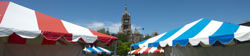 Steve Griffin  |  The Salt Lake Tribune

Tents are popping up on Washington Square for the 2014 Pride Festival talk in  Salt Lake City, Utah Friday, June 6, 2014.