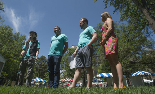 Steve Griffin  |  The Salt Lake Tribune

Organizers for the 2014 Pride Festival talk about the upcoming event from Washington Square in  Salt Lake City, Utah Friday, June 6, 2014.