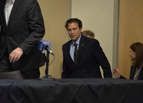 Scott Sommerdorf   |  The Salt Lake Tribune
Quin Snyder walks to the press conference table where he will be introduced as the new head coach of the Utah Jazz, Saturday, June 7, 2014.