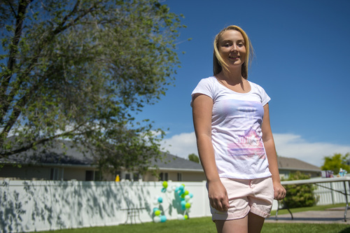 Chris Detrick  |  The Salt Lake Tribune
Shannon Johnson, 14, poses for a portrait at her home in Syracuse Saturday May 31, 2014. On June 12, local Syracuse, UT resident and leukemia survivor Shannon Johnson, 14, and her mother will be in Washington, D.C., along with other blood cancer patients and marrow advocates, to urge continued federal support and funding for Be The Match, a nonprofit that connects patients with their donor match for a life-saving marrow or umbilical cord blood transplant.