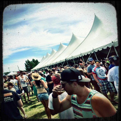 Chris Detrick  |  The Salt Lake Tribune
Revelers drink beer and dance during the 20th annual Mountain Brewers Beer Fest at Sandy Downs Race Track in Idaho Falls, Idaho Saturday June 7, 2014.