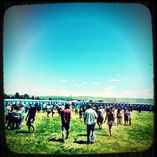 Chris Detrick  |  The Salt Lake Tribune
Revelers walk to the porta potties during the 20th annual Mountain Brewers Beer Fest at Sandy Downs Race Track in Idaho Falls, Idaho Saturday June 7, 2014.