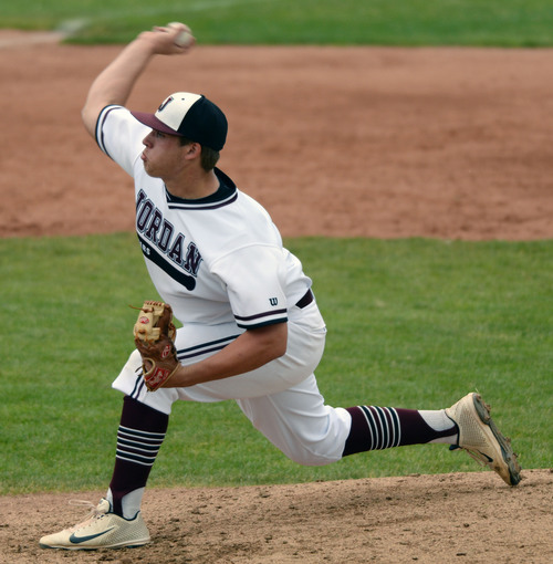 Steve Griffin  |  The Salt Lake Tribune


Jordan pitcher Colton Shaver throws a pitch during the 5A State baseball championship game against Pleasant Grove at Brent Brown Ballpark on the UVU campus in Orem, Utah Friday, May 23, 2014.