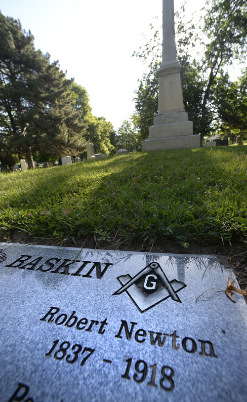 Al Hartmann  |  The Salt Lake Tribune
Recently, a group of Utahns purchased a grave marker for Robert Newton Baskin, who was buried at Mt. Olivet Cemetery in 1918. Baskin was a leader of  non-Mormons in Utah in the late 1800s and was elected Salt Lake City mayor.