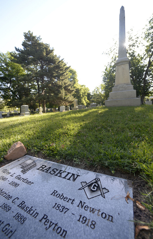 Al Hartmann  |  The Salt Lake Tribune
Recently, a group of Utahns purchased a grave marker for Robert Newton Baskin, who was buried at Mt. Olivet Cemetery in 1918. Baskin was a leader of  non-Mormons in Utah in the late 1800s and was elected Salt Lake City mayor.