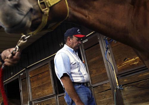 FILE - Lee Giles is a trainer at Wyoming Downs, and his relative Chad Giles is the jockey. Lee has been very successful at Wyoming Downs but plans to retire in the near future. Photo by Joshua Brown /The Salt Lake Tribune 8/10/03